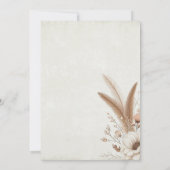Neutral Boho Floral Wedding Einladung (Rückseite)