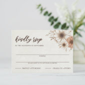 Neutral Boho Floral Wedding RSVP Karte (Stehend Vorderseite)