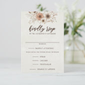 Neutral Boho Floral Wedding RSVP Karte (Stehend Vorderseite)