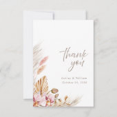 Neutral Boho Floral Wedding Thank You Card Dankeskarte (Vorderseite)