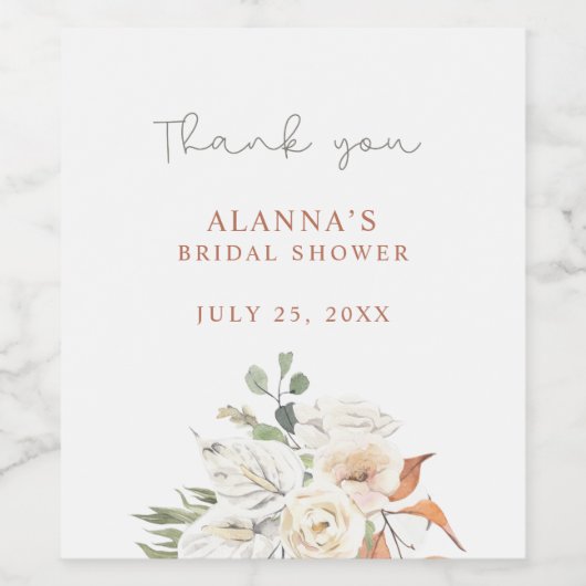 Neutral Boho Floral Weinetikett (Einzelnes Label)