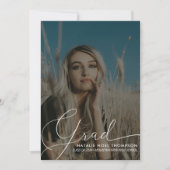 Neutral Boho Foto Moderne Skriptabsolventen Einladung (Vorderseite)