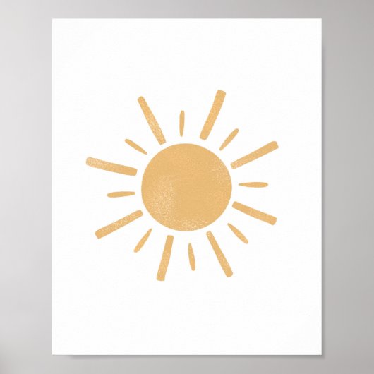 Neutral Boho Gelbe Sonnenschein Kinderzimmer Kunst Poster (Vorne)