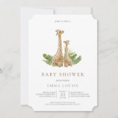 Neutral Boho Giraffe Kinderdusche Einladung (Vorderseite)