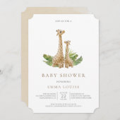 Neutral Boho Giraffe Kinderdusche Einladung (Vorne/Hinten)