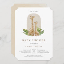 Neutral Boho Giraffe Kinderdusche Einladung