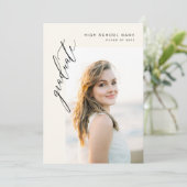 Neutral Boho Graduate Simple Foto Abschluss Ankündigung (Stehend Vorderseite)