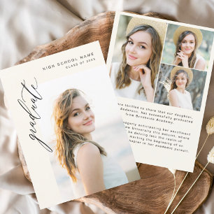 Neutral Boho Graduate Simple Foto Abschluss Ankündigung