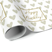 Neutral Boho Happy Birthday Cloud Heart Geschenkpapier (Rolleneckpunkt)