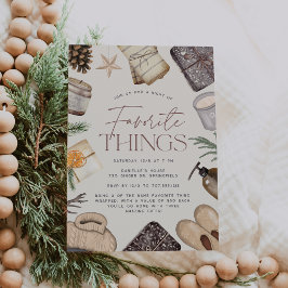 Neutral Boho Holiday Favorite Things Party Einladung