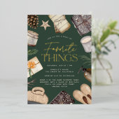 Neutral Boho Holiday Favorite Things Party Folieneinladung (Stehend vorne)
