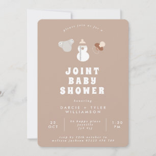 Neutral Boho Joint Baby Shower Einladung