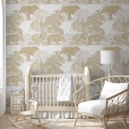 Neutral Boho Jungle Animals Safari Chinoiserie Tapete