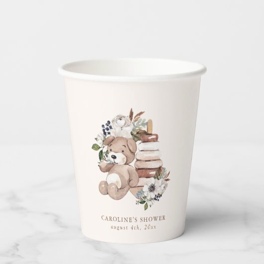 Neutral Boho Kinderzimmer Baby Dusche Pappbecher (Rückseite)