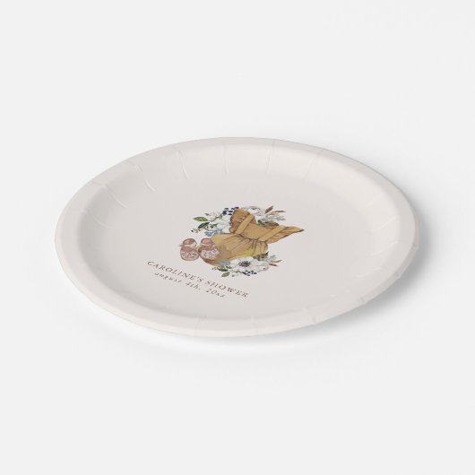 Neutral Boho Kinderzimmer Baby Dusche Pappteller (Schrägansicht)