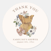 Neutral Boho Kinderzimmer Babydusche Vielen Dank Runder Aufkleber (Vorderseite)