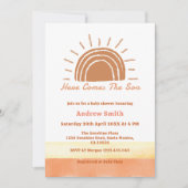 Neutral Boho kommt hier die Son Baby Dusche Einladung (Vorderseite)