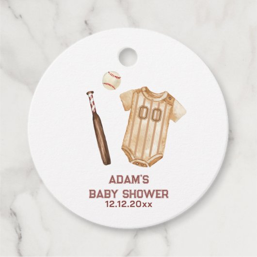 Neutral Boho Little Slugger Baseball Baby Shower Geschenkanhänger (Vorderseite)