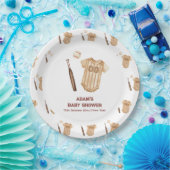 Neutral Boho Little Slugger Baseball Baby Shower Pappteller (Party)