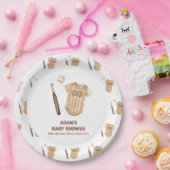 Neutral Boho Little Slugger Baseball Baby Shower Pappteller (Party)