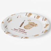 Neutral Boho Little Slugger Baseball Baby Shower Pappteller (Schrägansicht)