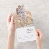 Neutral Boho Modernes Foto Hochzeit All In One Einladung (Abreißen)