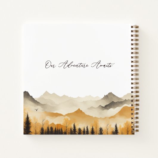 Neutral Boho Mountain Watercolor Wedding Guest Notizblock (Rückseite)