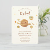 Neutral Boho Outer Space Solar System Baby Shower  Einladung (Stehend Vorderseite)