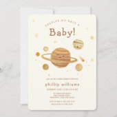 Neutral Boho Outer Space Solar System Baby Shower  Einladung (Vorderseite)