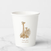 Neutral Boho Pampas Grass Giraffe Babydusche Pappbecher (Vorderseite)