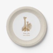 Neutral Boho Pampas Grass Giraffe Babydusche Pappteller (Vorderseite)