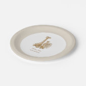 Neutral Boho Pampas Grass Giraffe Babydusche Pappteller (Schrägansicht)