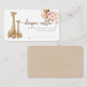 Neutral Boho Pampas Grass Giraffe Diaper Raffle Begleitkarte (Vorne/Hinten)