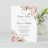 Neutral Boho Pink Peony Couples Dusche Einladungen (Stehend Vorderseite)