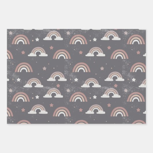 Neutral Boho Rainbow Baby Geschenkpapier Set (Vorderseite 2)