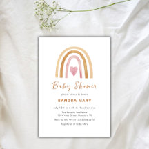 Neutral Boho Rainbow Heart Baby Shower