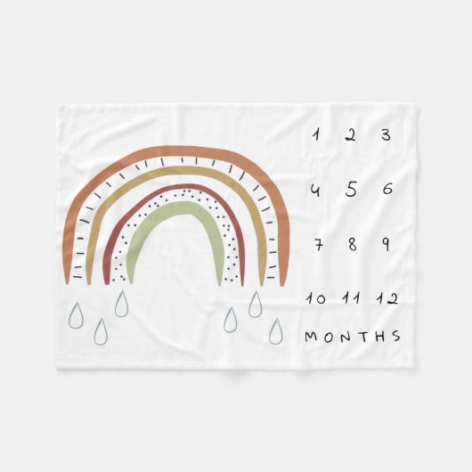 Neutral Boho Rainbow Milestone Fleecedecke (Vorderseite (Horizontal))