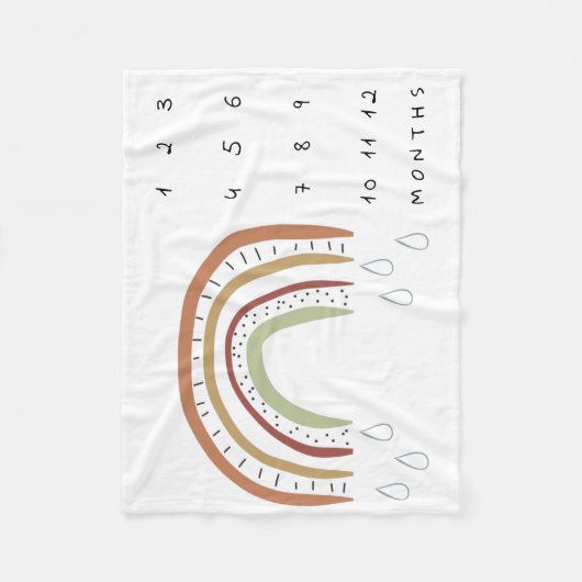 Neutral Boho Rainbow Milestone Fleecedecke (Vorderseite)
