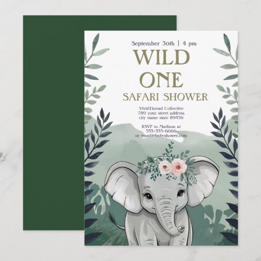 Neutral Boho Safari Baby Dusche Einladung (Vorne/Hinten)