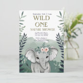 Neutral Boho Safari Baby Dusche Einladung (Stehend Vorderseite)