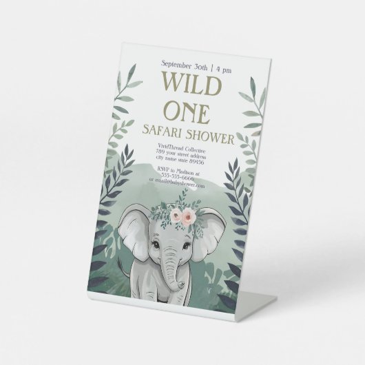 Neutral Boho Safari Baby Dusche Einladung Sockelschild (Vorderseite)