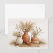 Neutral Boho Terracotta Vase Dried Botanical Postkarte (Vorne/Hinten)