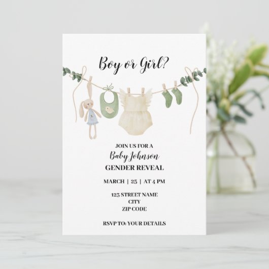 Neutral-Boho-Themen Einladung (Stehend Vorderseite)