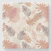 Neutral Boho Tropical Foliage Steinuntersetzer (Vorderseite)