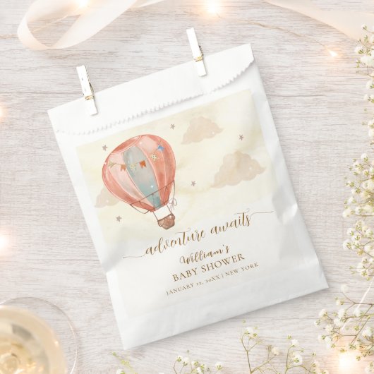 Neutral Boho Vintag Heißluftballon Babydusche Geschenktütchen (Ausgeschnitten)