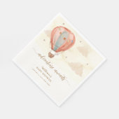 Neutral Boho Vintag Heißluftballon Babydusche Serviette (Ecke)