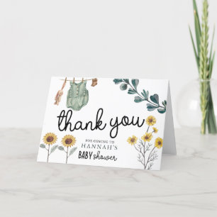 Neutral Boho Wasserfarben-Babydusche Dankeskarte