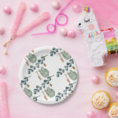 Neutral Boho | Wasserfarben-Babydusche Pappteller (Party)