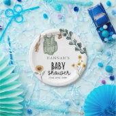 Neutral Boho | Wasserfarben-Babydusche Pappteller (Party)