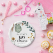 Neutral Boho | Wasserfarben-Babydusche Pappteller (Party)